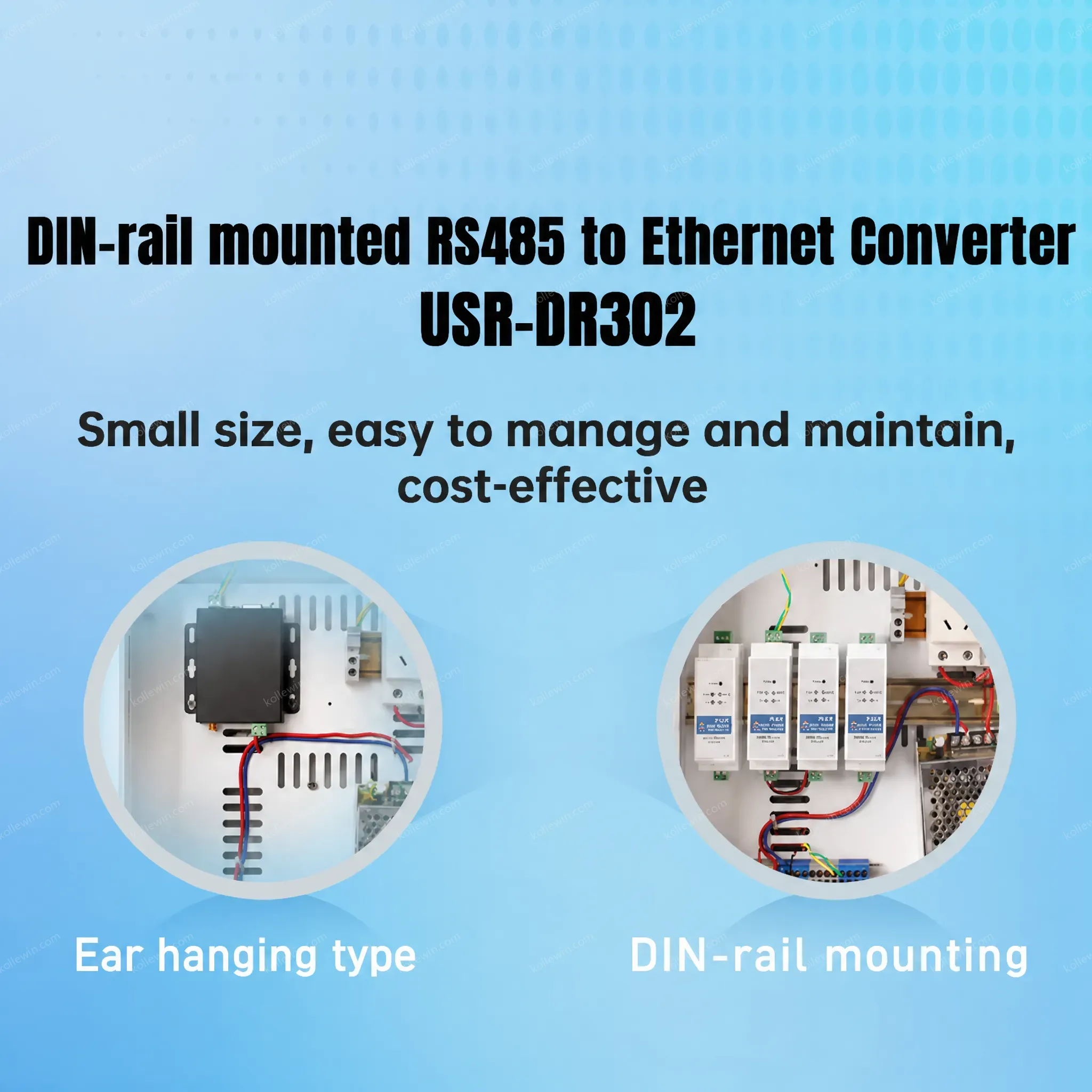 USR-DR302 Standard DIN-Rail Serial RS485 to Ethernet Transmit Data Transparently TCP/IP Modbus to Ethernet Converter
