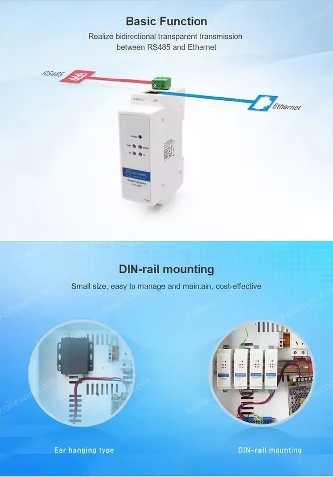 USR-DR302 Din-rail Modbus RS485 Serial to Ethernet Converter