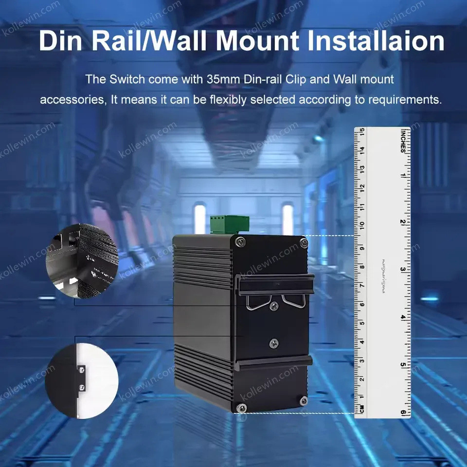 Ethernet Switch 10 Port 10/100/1000T Gigabit Compact Mini Industrial Din Rail Unmanaged Network Switch 48V DC