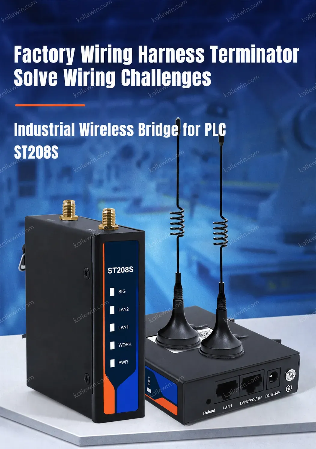 PUSR Industrial 2.4GHZ Point to Point 500m Wireless Bridge WiFi AP Repeater Router for PLC Qualcomm Plug and Play 2-Pack ST208s
