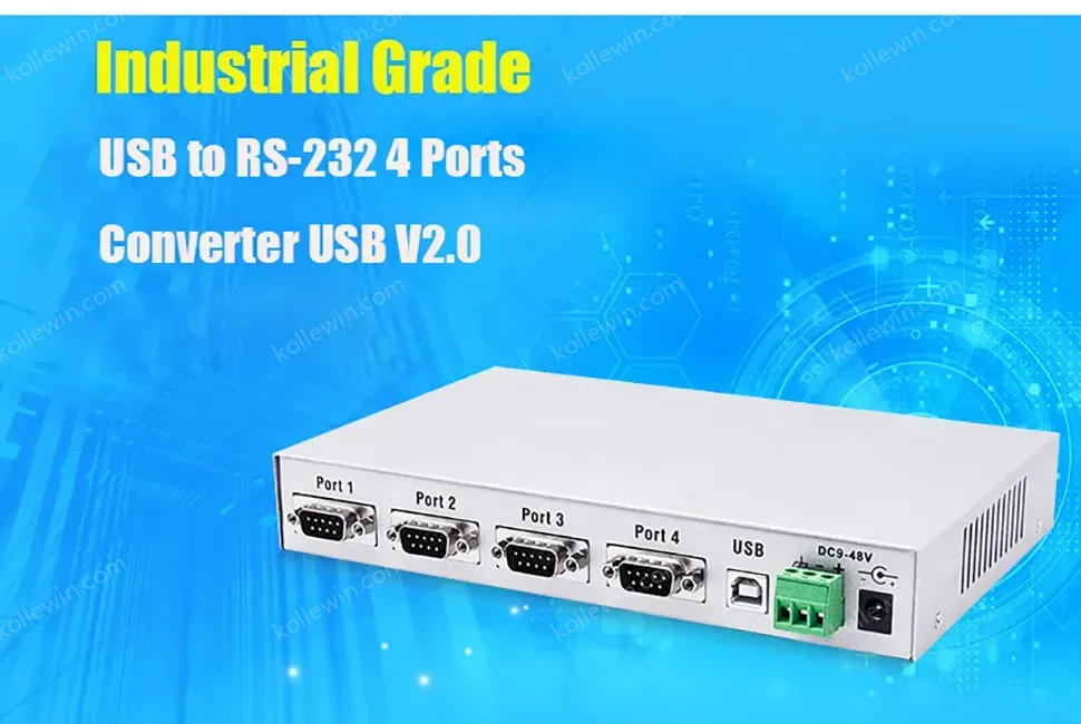 UOTEK USB to RS-232 Converter 4 Ports RS232 Conversion Adapter USB2.0 Serial 9-Pin COM DB9 Connector ESD UT-860