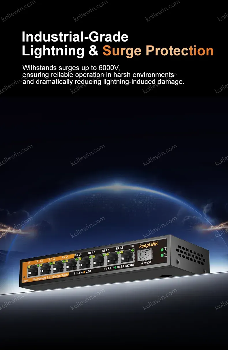 KeepLiNK KP-9000-9XHML-X 9-Port Web-Managed Network Switch | 8 x 2.5Gb RJ45+ 1 x 10Gb SFP+ for Uplink IGMP Snooping