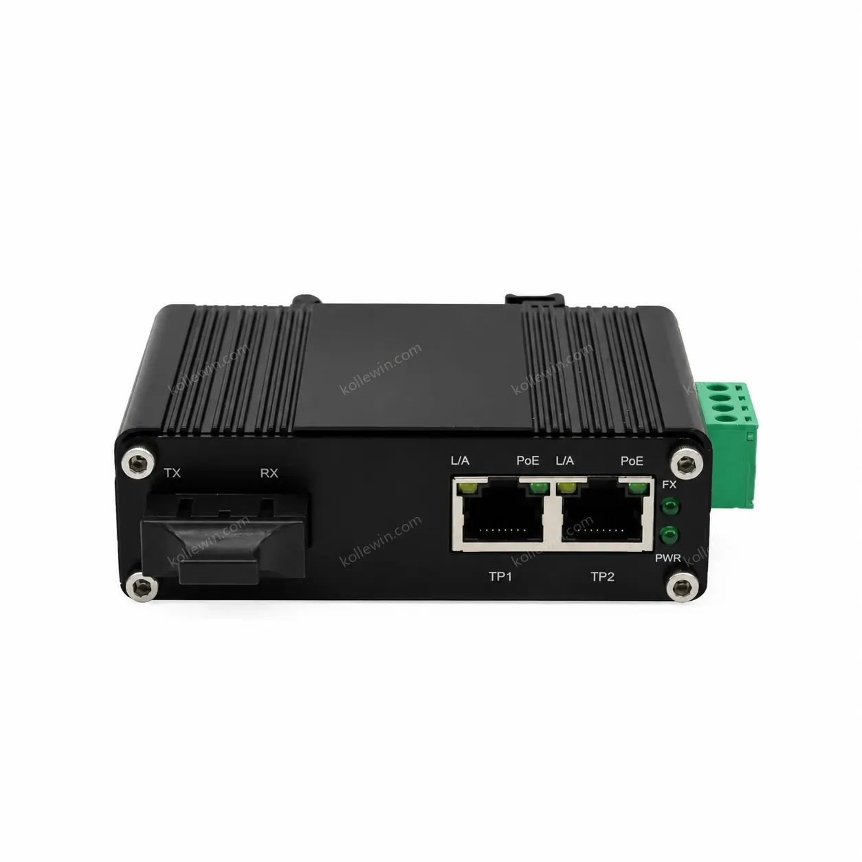 Industrial Gigabit PoE++ Media Converter with SC Fiber to Dual RJ45 Ports and 90W Power