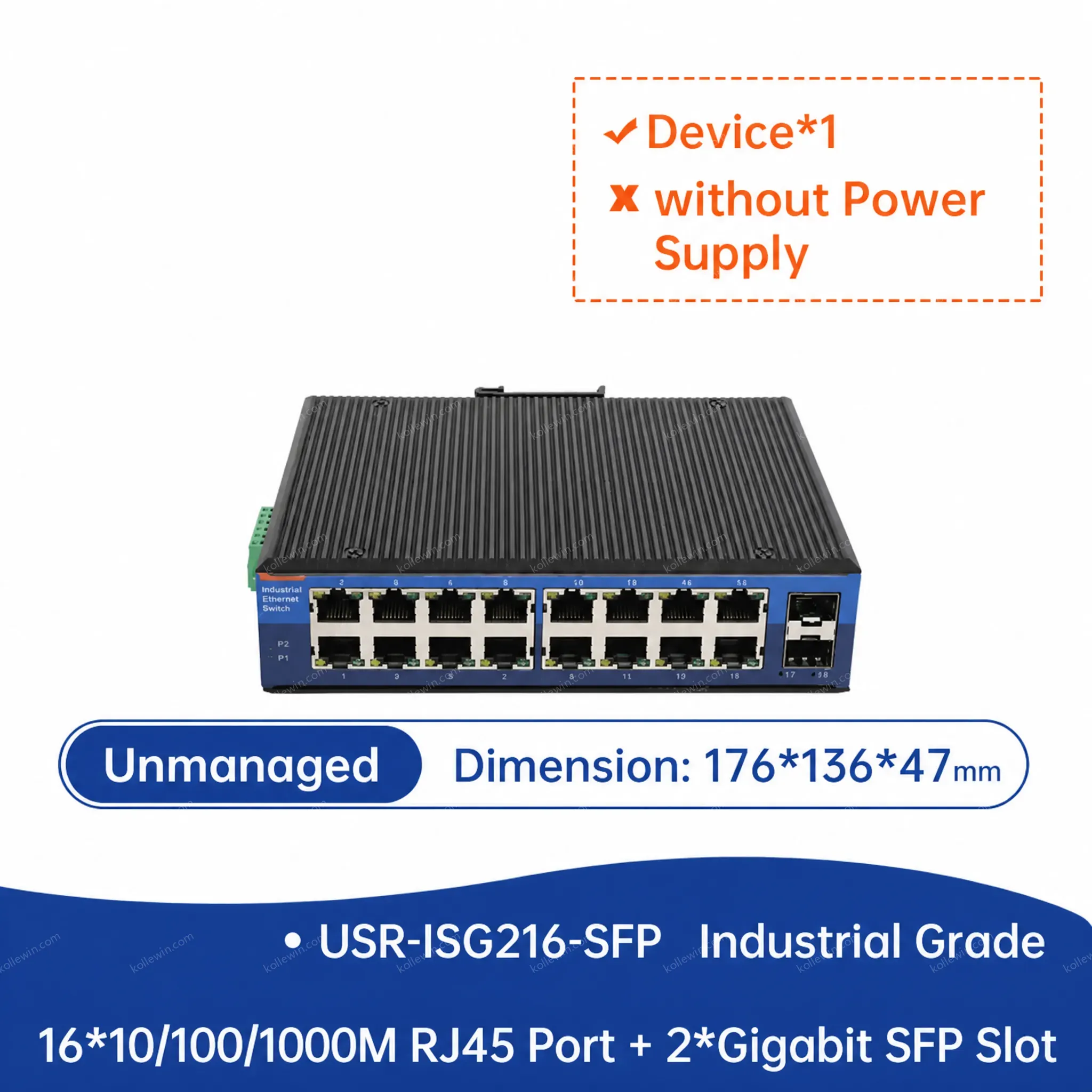 PUSR 2 SFP 5/8 RJ45 Ports 10/100/1000Mbps Gigabit Industrial Ethernet Switch with QoS USR-2SFP Series