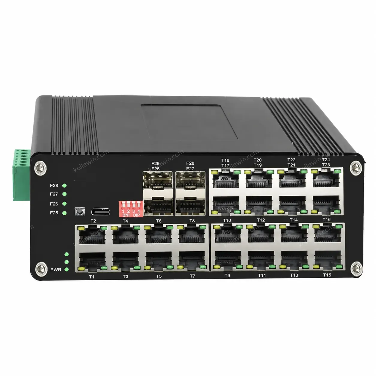 DIN-Rail Industrial Managed 24GE+4SFP PoE Switch 24-Port 10/100/1000T 802.3at PoE + 4-Port 1000X SFP