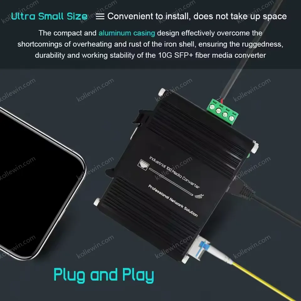 Industrial Multi-Gigabit PoE+ to 10G SFP+ Media Converter with 60W Max for Harsh Environments