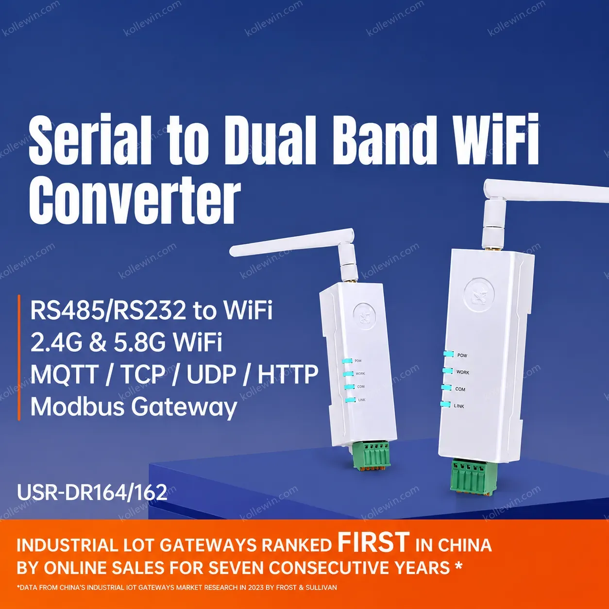 PUSR Serial to TCP/IP Server RS485/RS232 to Dual Band WiFi Converter Modbus RTU to TCP Gateway IEEE802.11 A/b/g/n USR-DR164/162