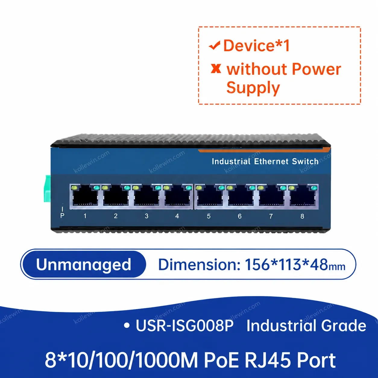 PUSR Industrial Gigabit Ethernet Switch With 10/100/1000Mbps 5/8 RJ45 Ports POE+ Plug and Play USR-ISG