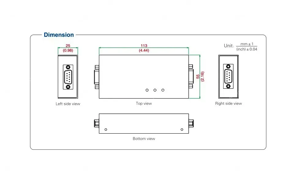 UOTEK RS-232 to RS-485 RS-422 Adapter Industrial DB9 RS232 to RS485 Converter RS422 Connector Isolation ESD Anti-Surge UT-208