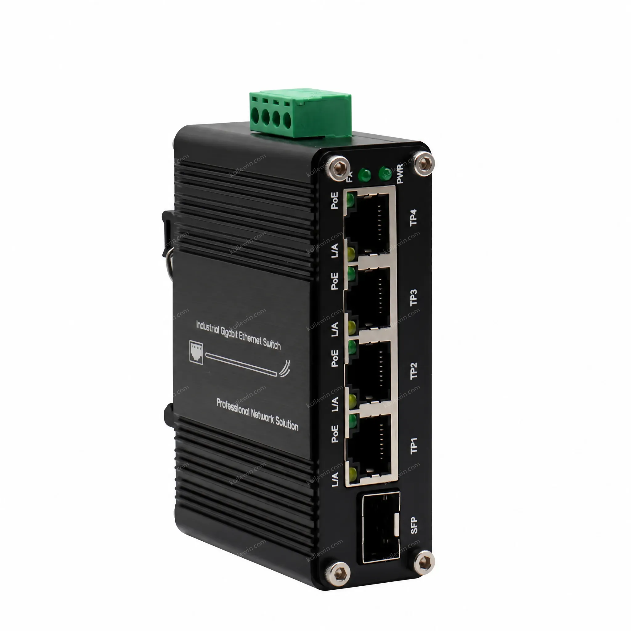 E-link Mini Industrial Solar Voltage Booster 4-Port 10/100/1000/2500Base-T 802.3at PoE+ 1-Port 10G SFP+ Ethernet Switch