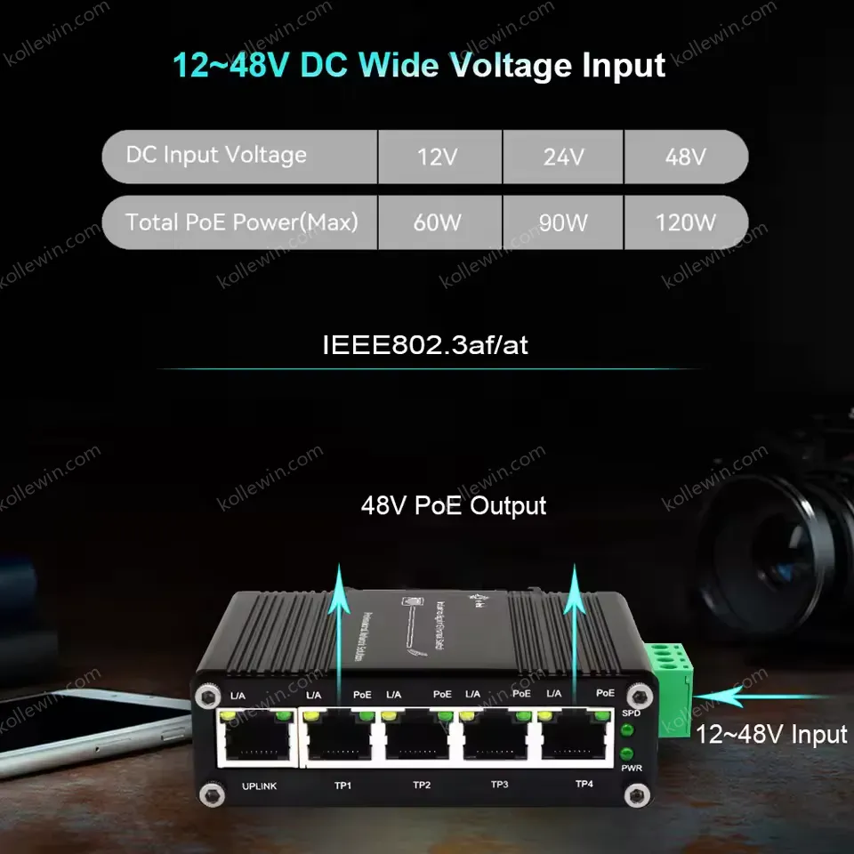 Wholesale Industrial 4-Port 10/100/1000BASE-T 802.3at PoE + 1-Port 10/100/1000T Ethernet Switch