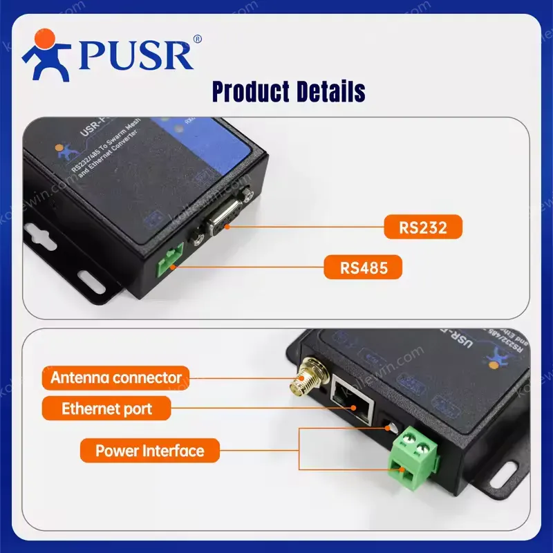 PUSR Serial/Ethernet to Wireless Swarm Converter Data Encryption Long Communication Distance USR-FQ610