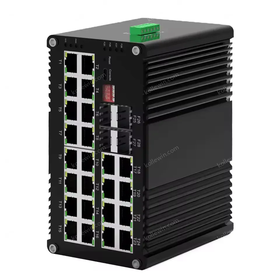 Outdoor 24 Port Managed Switch 101001000T 802.3at 30w to 4 Port 1000X SFP Din Rail Industrial Fiber Gigabit Poe Switch