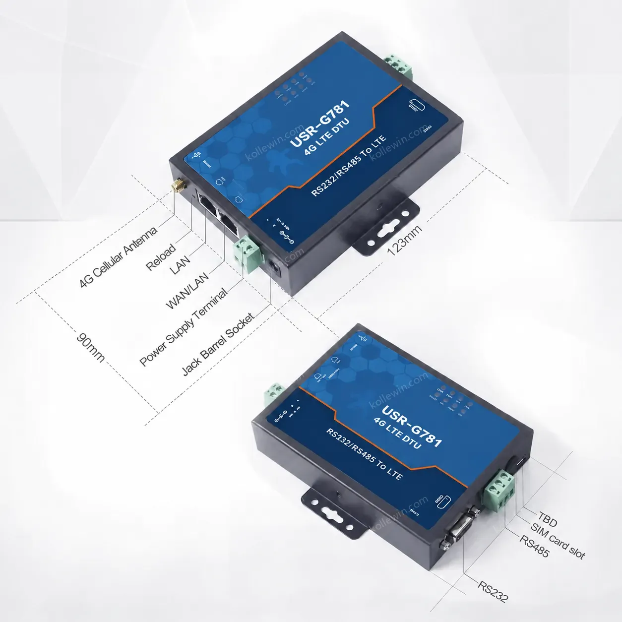 USR-G781-E EMEA & APAC Version Industrial Cellular Modem 4G LTE Serial Modem with SIM Card Ethernet Port