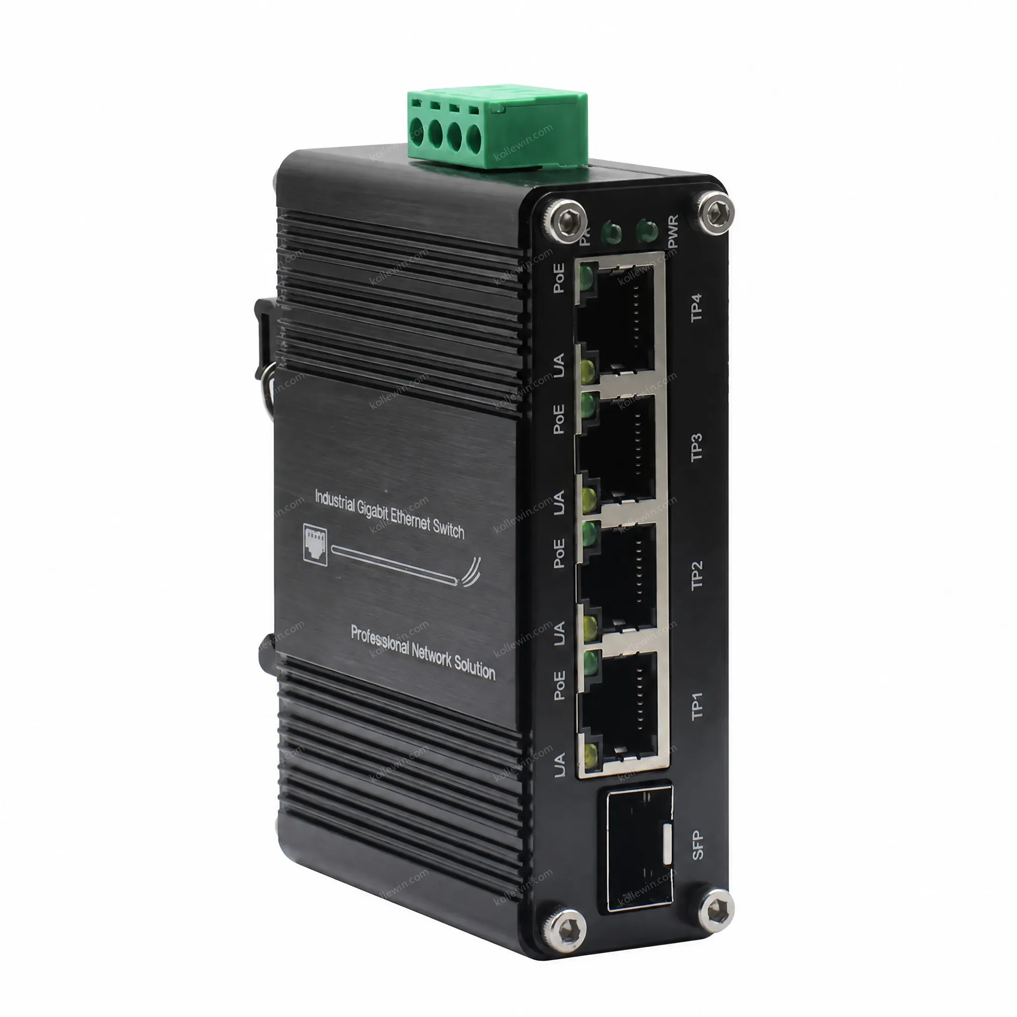Mini Industrial Unmanaged 4 Port 2.5G PoE+ Switch with 10G SFP+ Uplink 30W Per Port Solar Voltage Booster Design
