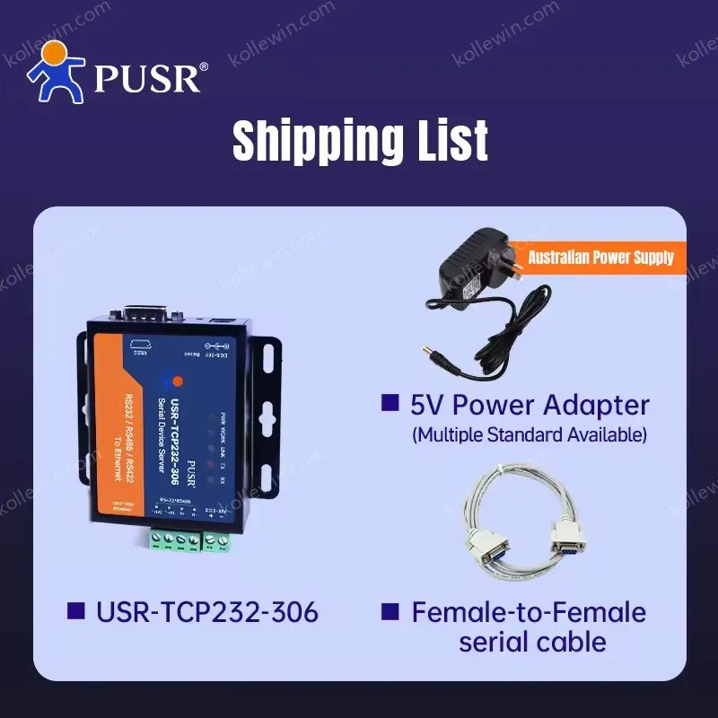 USR-TCP232-306 Cost-effective Modbus Gateway Modbus RTU to TCP RS232 RS485 to Ethernet Serial Device Server