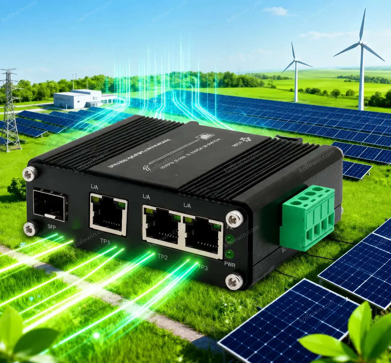 E-link Mini Industrial 3-Port Gigabit Ethernet SFP Fiber Network Switch 12Gbps Switch Capacity 12-48V DC -40C 75C