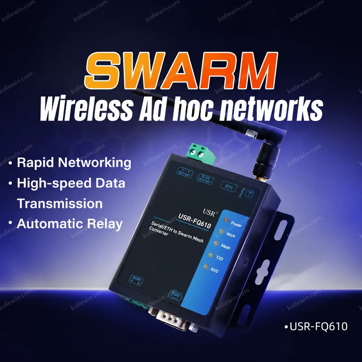 PUSR Ethernet to Wireless Swarm Converter 1-second fast networking 1000 devices 16-jump relay at the physical layer USR-FQ610