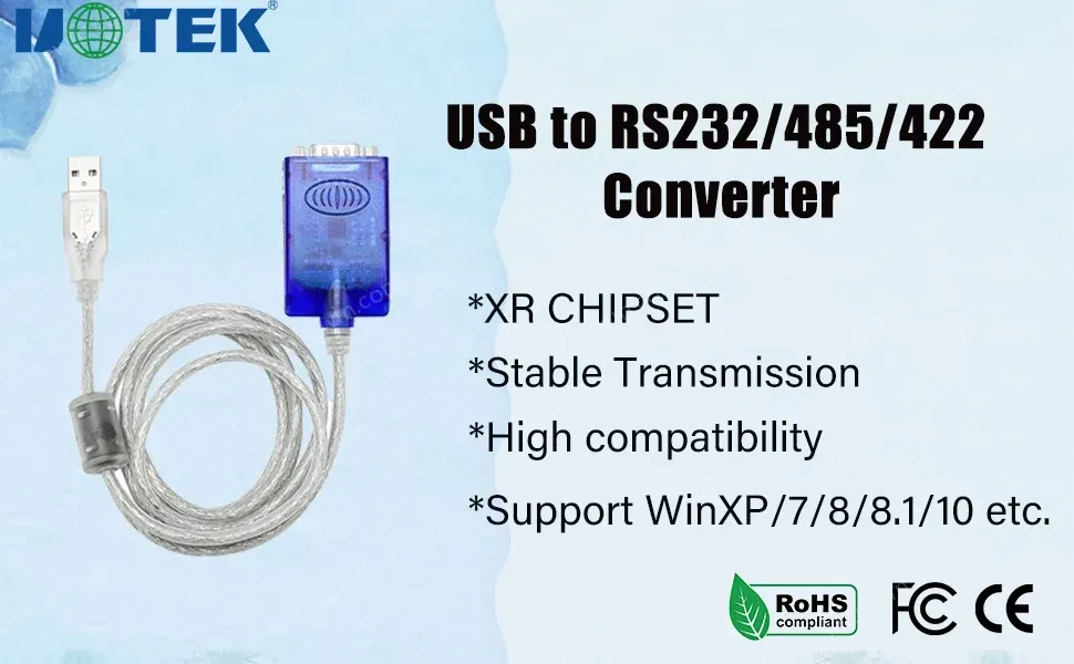 UOTEK USB RS232 RS485 RS422 Converter Cable USB-A RS-232 RS-485 RS-422 Adapter DB9 COM Full Half Duplex UT-8890
