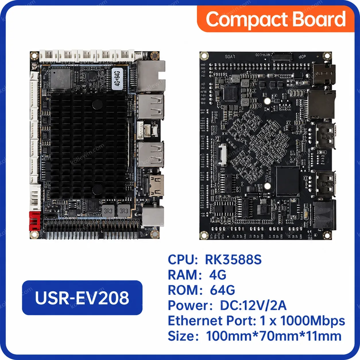 PUSR ARM Motherboard CPU Combo DDR4 Android/Debian11 Ethernet/Wifi/4G/5G CAN RS485 RS232 USB HDMI MINI PC Motherboard USR-EV