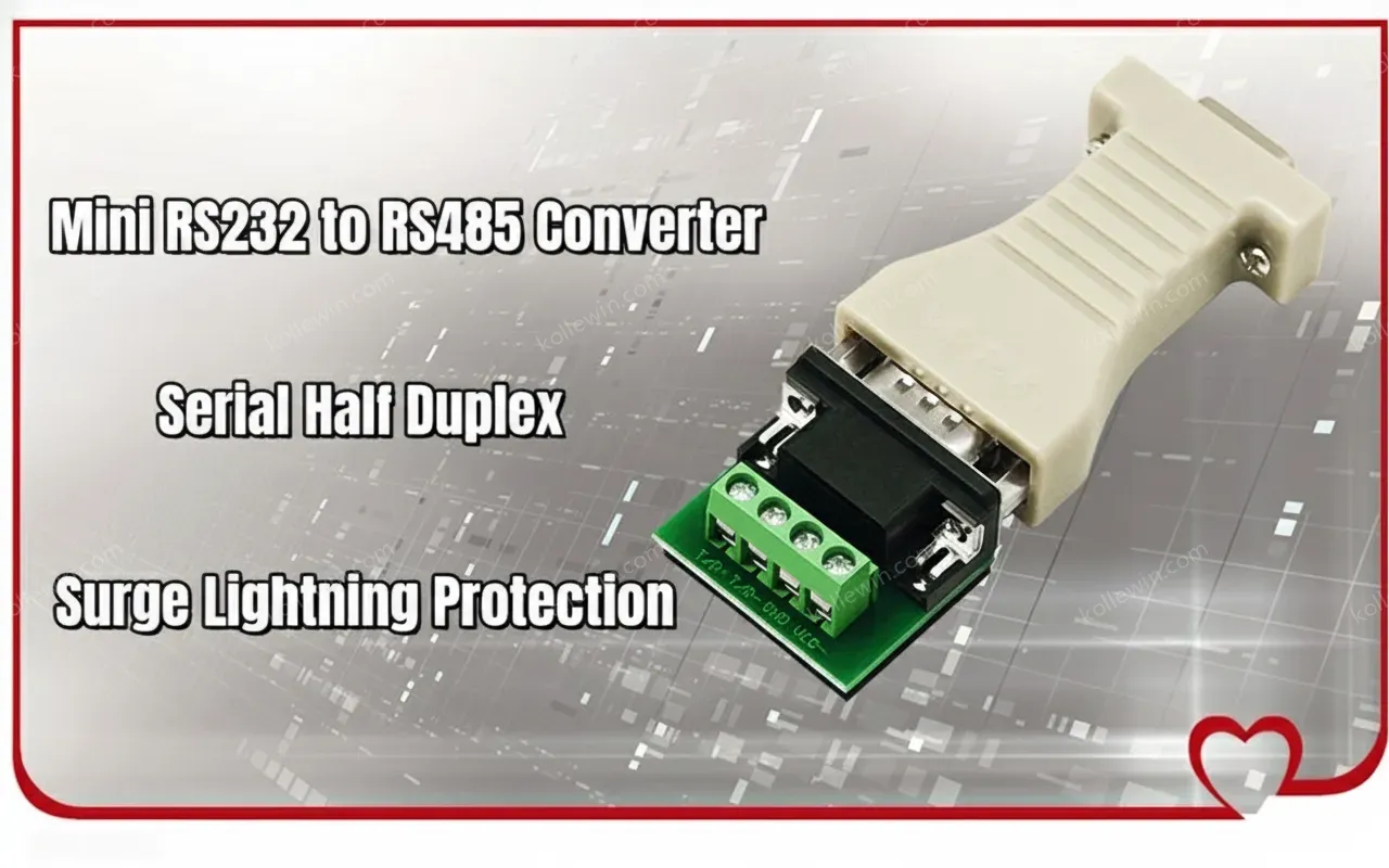 UOTEK Mini RS-232 to RS-485 Converter RS232 To RS485 Conversion Adapter DB9 Connector UT-2211 Half Duplex