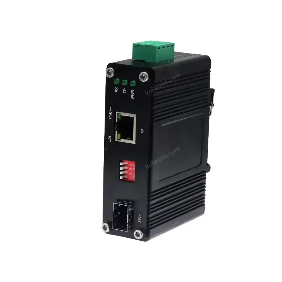 Industrial Multi-Gigabit PoE+ to 10G SFP+ Media Converter with 60W Max for Harsh Environments