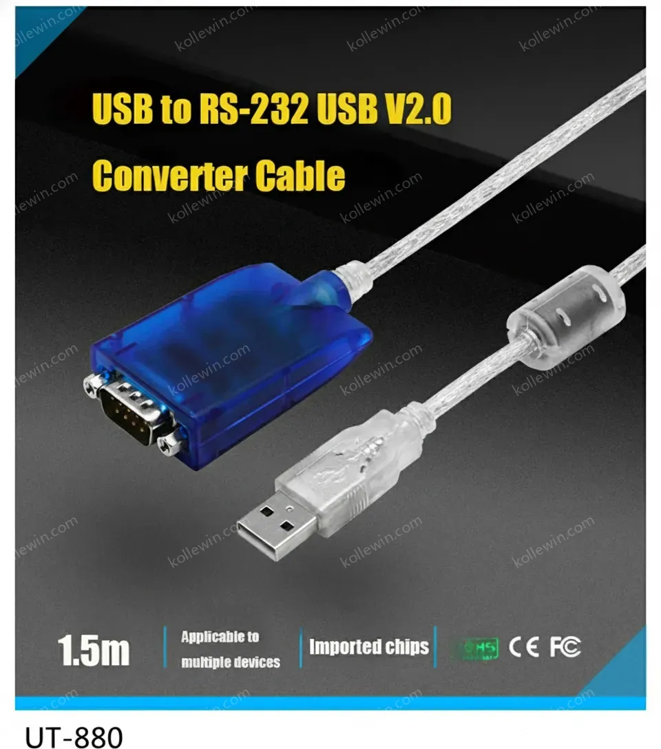 UOTEK Industrial Grade USB to RS-232 Converter USB2.0 to RS232 2 Ports Cable DB9 Com Expansion Connector UT-8812 Adapter