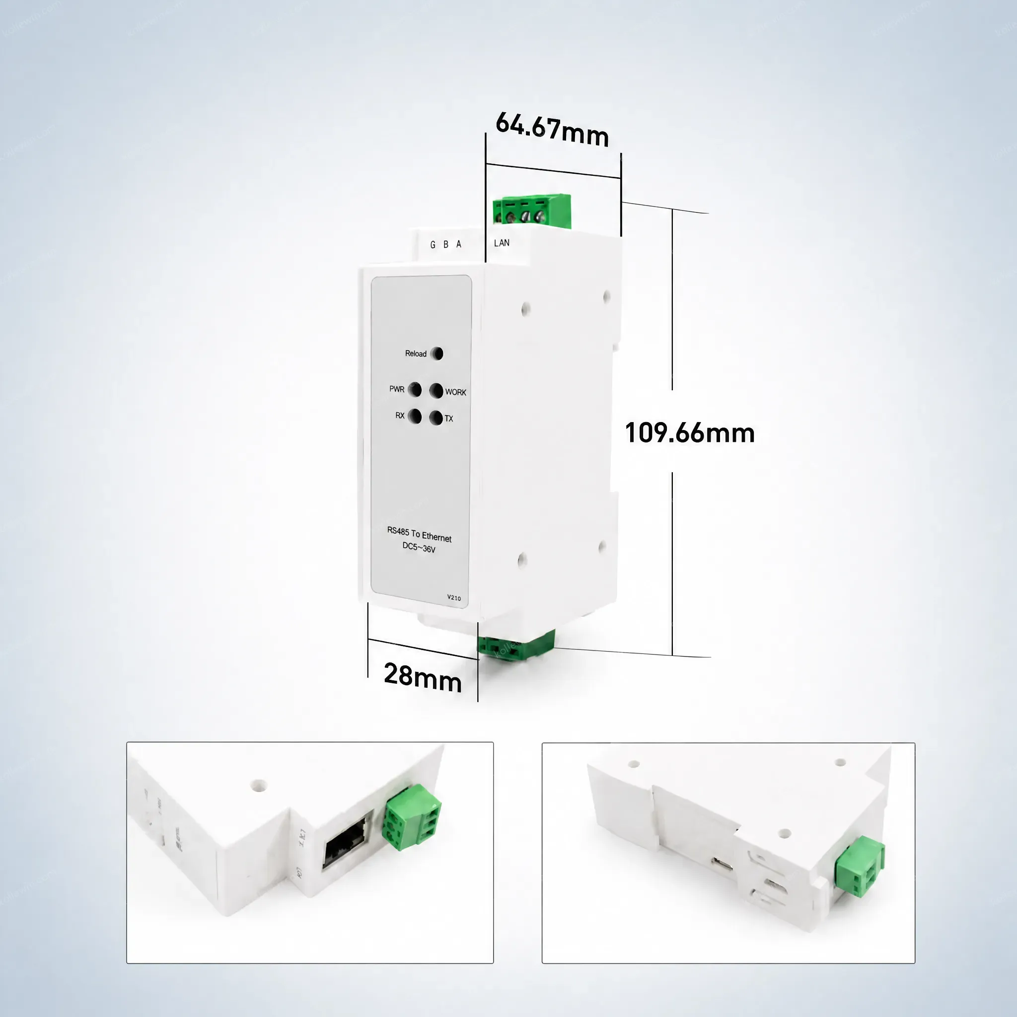 USR-DR302 Standard DIN-Rail Serial RS485 to Ethernet Transmit Data Transparently TCP/IP Modbus to Ethernet Converter