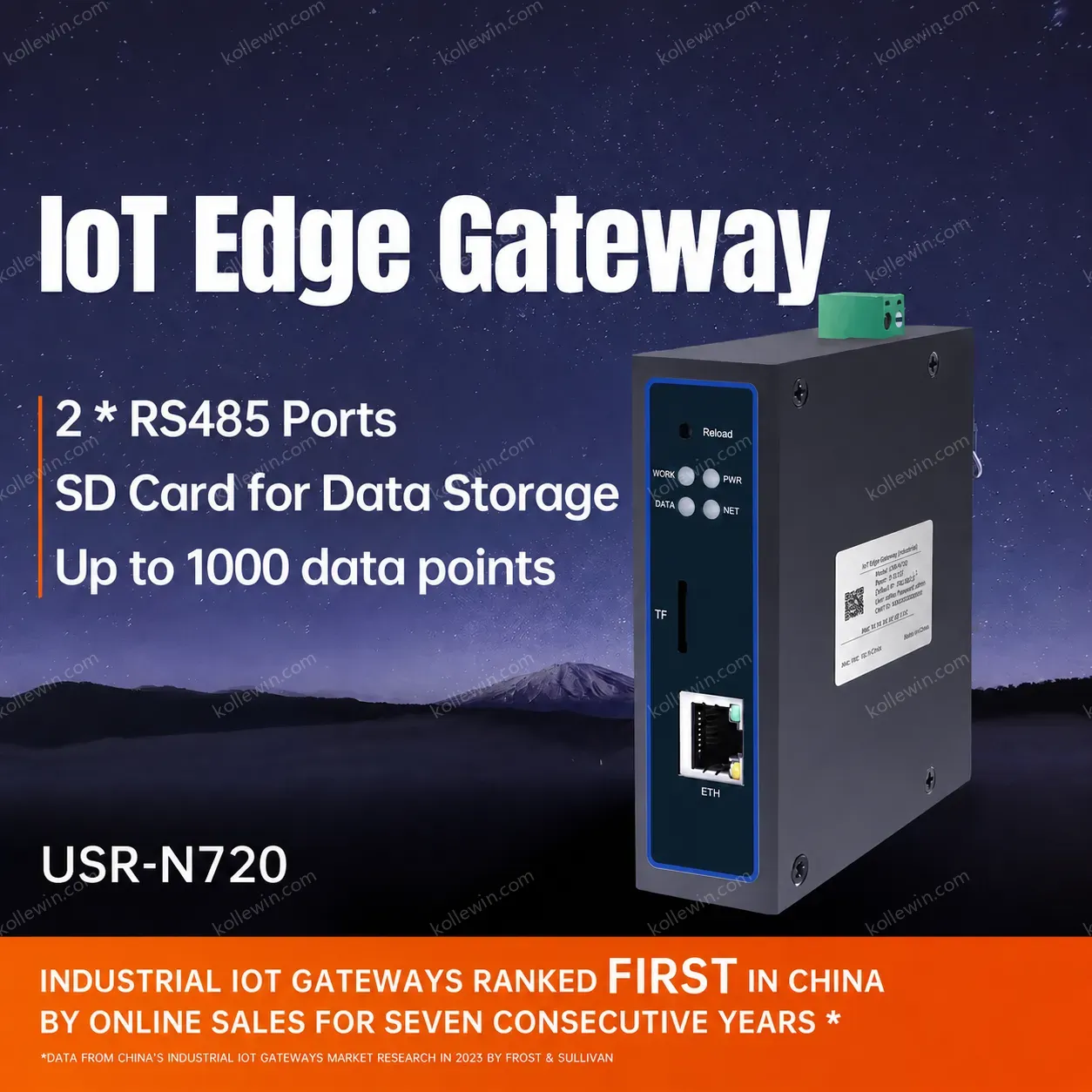 PUSR Edge Computing IoT Gateway Protocol Conversion Data Encryption Modbus DL645 to MQTT Json RS485 to Ethernet USR-N720-ETH
