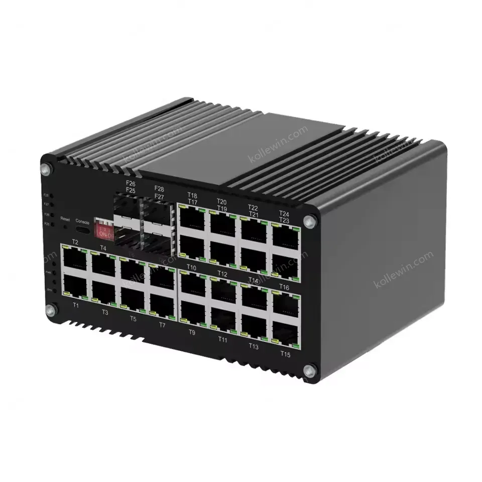 Outdoor 24 Port Managed Switch 101001000T 802.3at 30w to 4 Port 1000X SFP Din Rail Industrial Fiber Gigabit Poe Switch