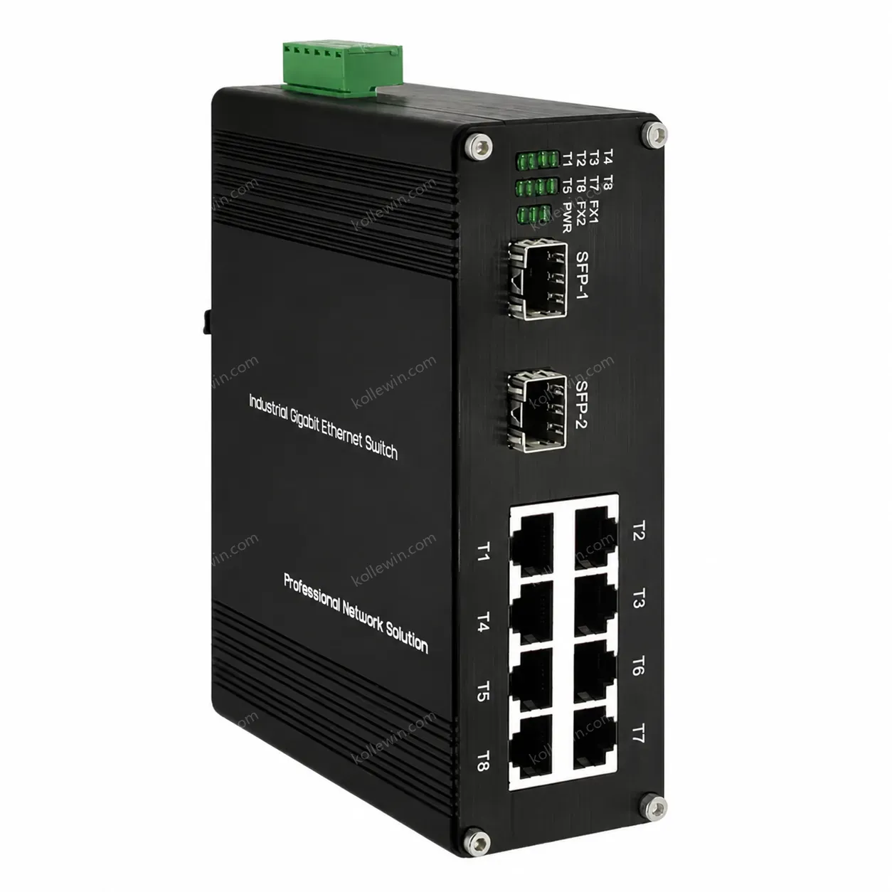 8+2 Port Industrial Ethernet Switch with 2 SFP, IP40 Rating, DIN-rail Mount 12~58VDC, Gigabit