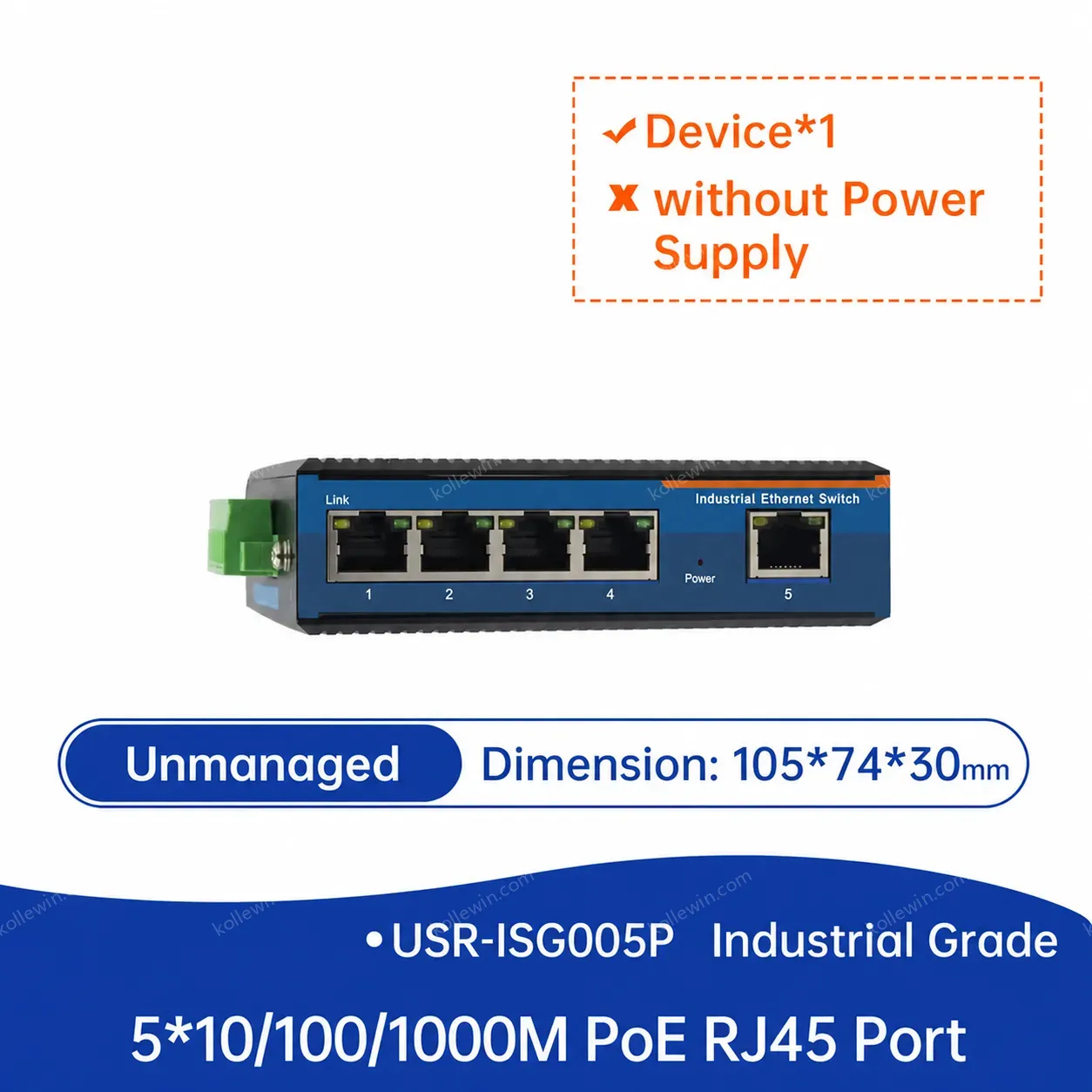 PUSR Industrial Gigabit Ethernet Switch With 10/100/1000Mbps 5/8 RJ45 Ports POE+ Plug and Play USR-ISG
