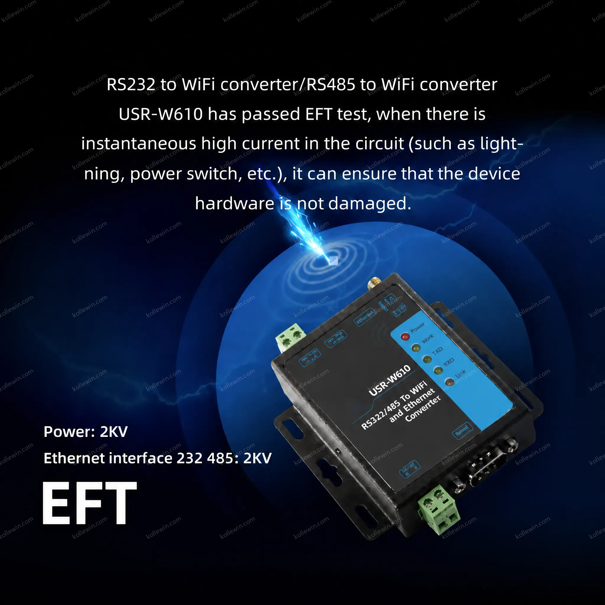 USR-W610 Industrial RS232 RS485 Serial to WiFi Ethernet Converter Modbus RTU to TCP Gateway WiFi to Ethernet Server