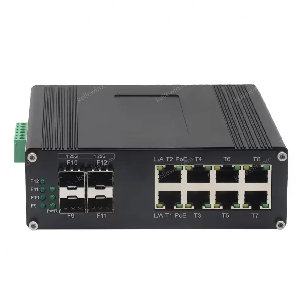 Din Rail Managed 8 Port 10/100/1000T 802.3at 30W PoE to 4 Ports 1000X SFP Network Gigabit Switch 8 Port Poe Switch