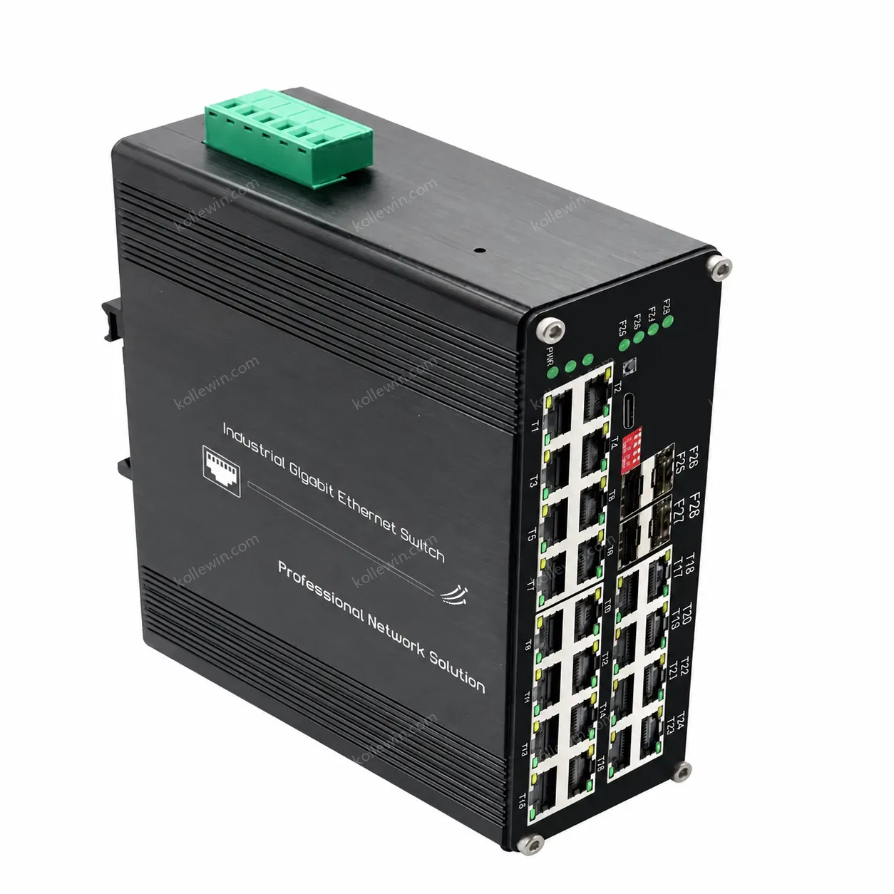 DIN-Rail Industrial Managed 24GE+4SFP PoE Switch 24-Port 10/100/1000T 802.3at PoE + 4-Port 1000X SFP