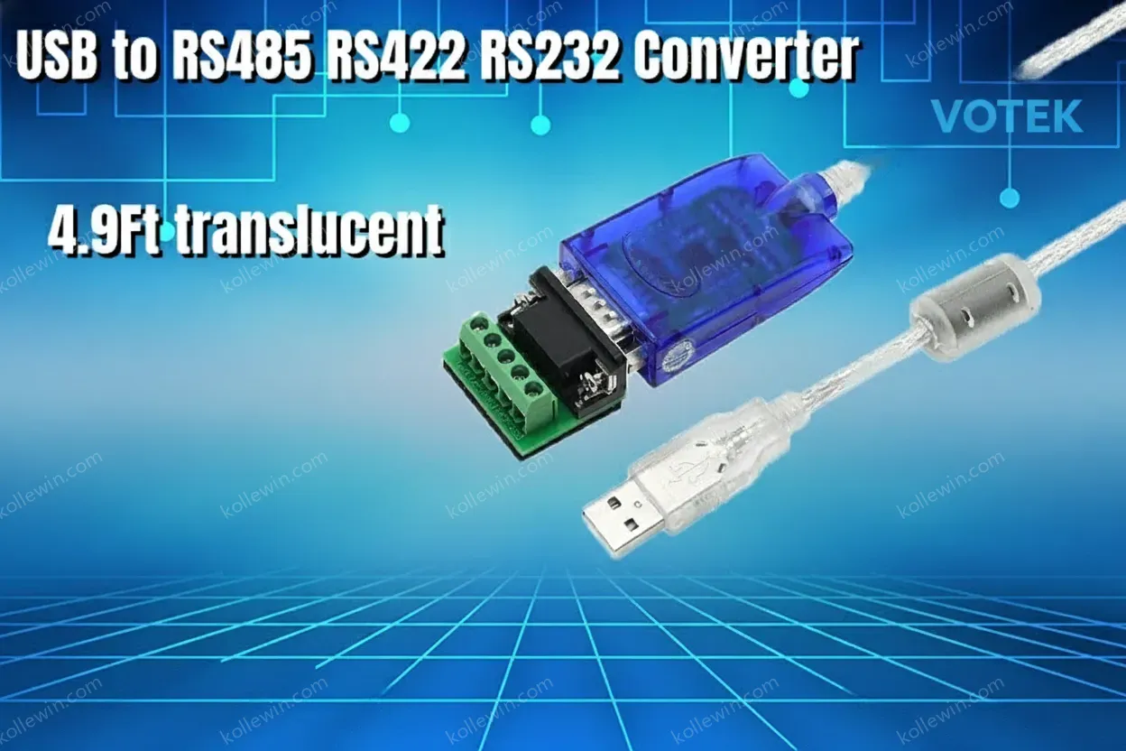 UOTEK 4.9Ft USB to RS232 RS485 RS422 Converter USB-A RS-232 RS-485 RS-422 Cable Serial DB9 Connector Full Half Duplex UT-8890