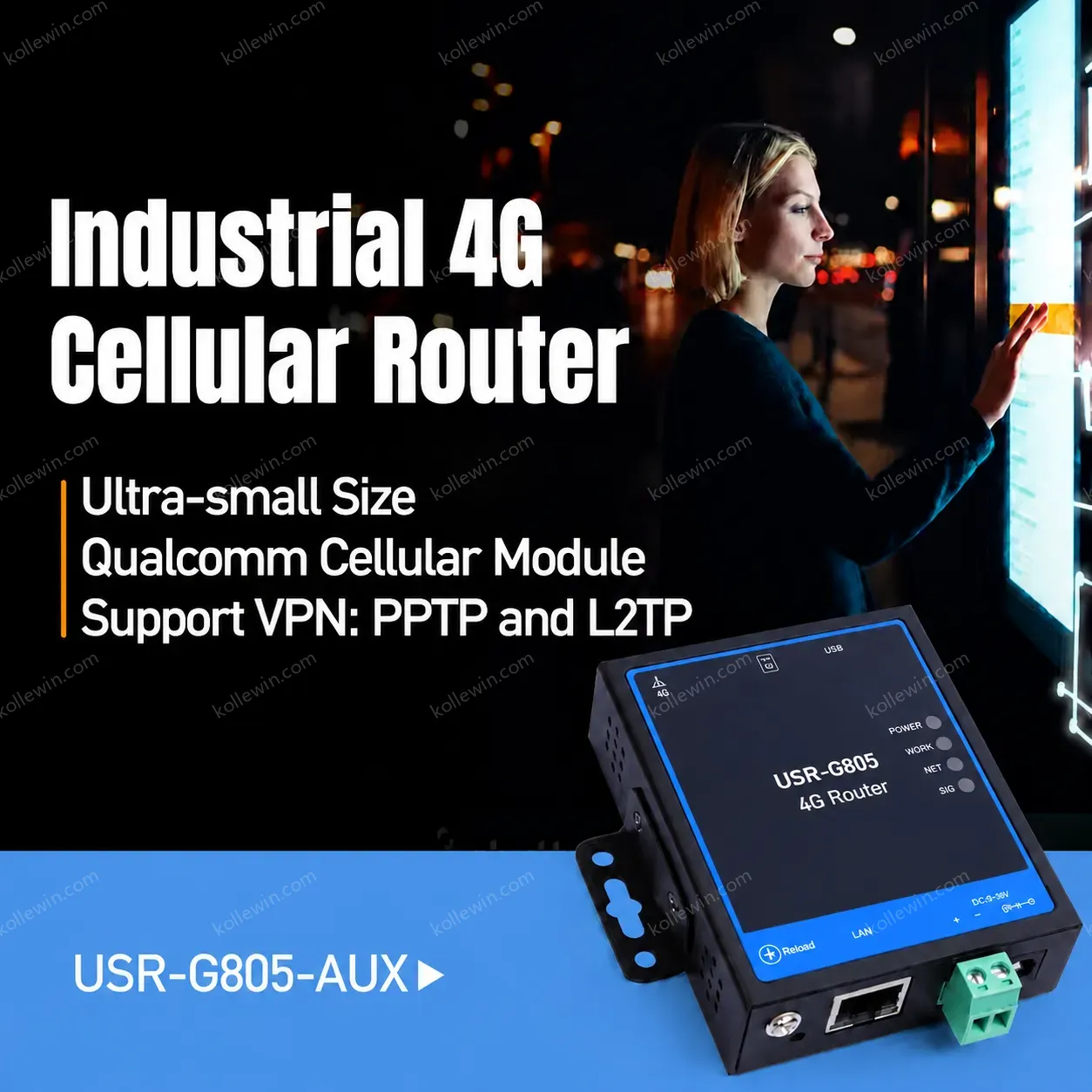 USR-G805-ECEUX Outdoor Industrial 4G Cellular Router Qualcomm Support VPN PPTP L2TP Firewall DC 9-36V Network Access Solution