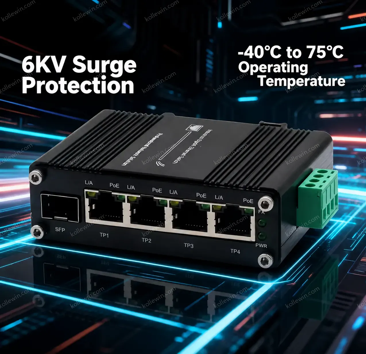 Mini Industrial Solar Voltage Booster 2-Port 10/100/1000/2500Base-T 802.3at PoE+ to 2-Port 10G SFP+ Ethernet Switch