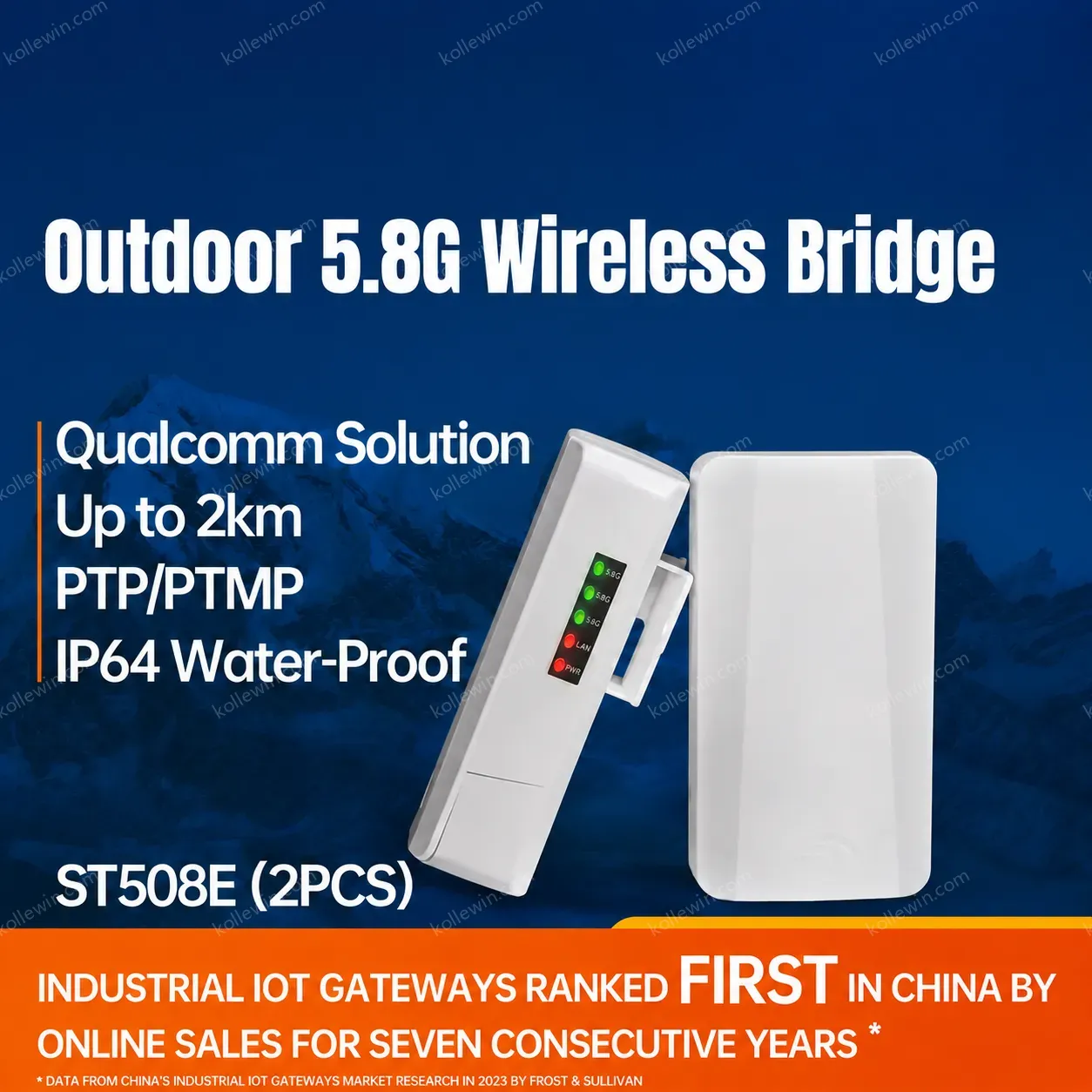 PUSR Wireless Bridge 5.8GHz 2 KM IP64 Water-Proof 8dBi Antenna WIFI AP Repeater Outdoor CPE PTP/PTMP ST508E