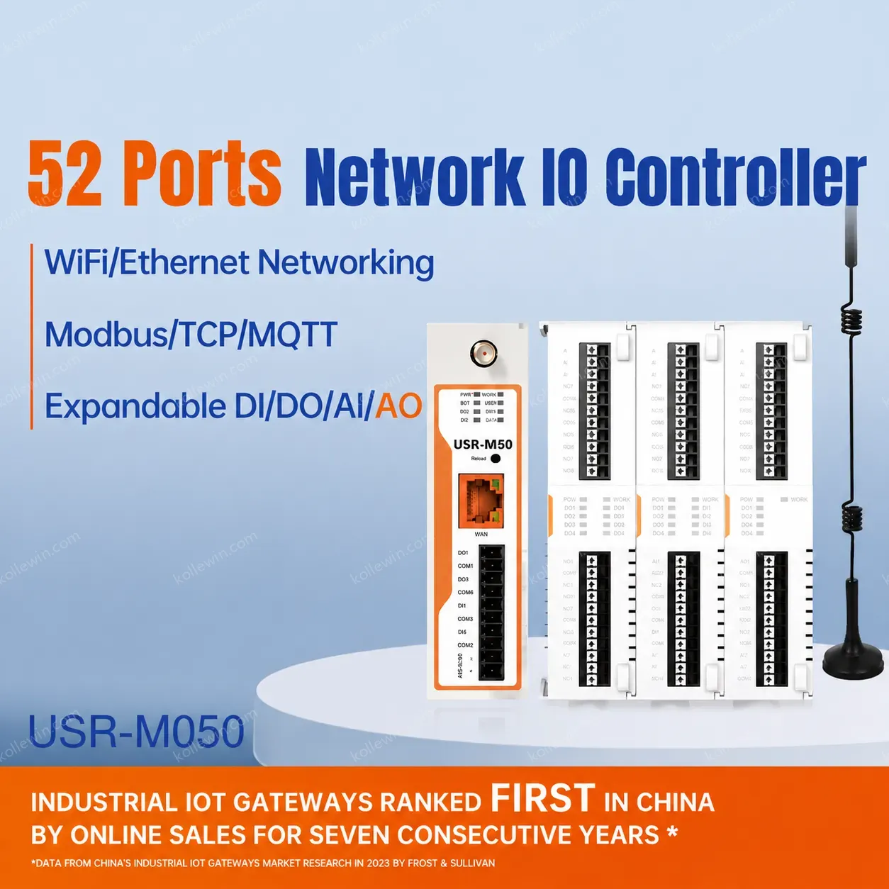 PUSR 52 Ports Remote IO Controller Input/Output IO Dual Band WiFi Ethernet Modbus/Json Expandable Network IO Gateway USR-M050