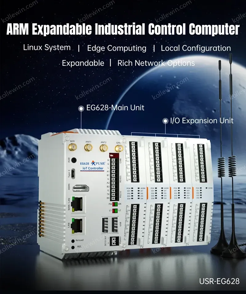 PUSR Fanless Industrial Mini PC RK3562J 4GB DDR4 Linux Ubuntu 20.04 Modbus PLC 2Eth WiFi 4G/5G RS232 RS485 CAN Computer EG628