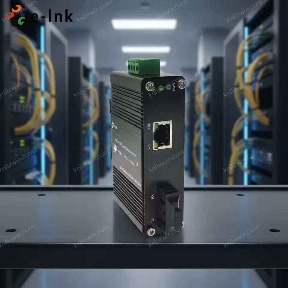 Elink Mini Industrial 100/1000BASE-X to 10/100/1000BASE-T 30W PoE+ Media Converter LNK-IMC3012P Series