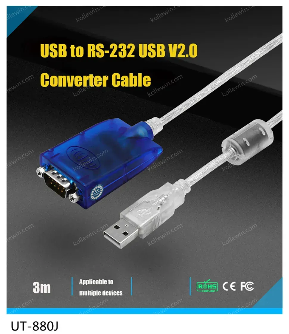 UOTEK 1.5M USB to RS-232 Converter RS232 DB9 USB2.0 Conversion Cable Serial Adapter Connector Line with Imported Chip UT-880