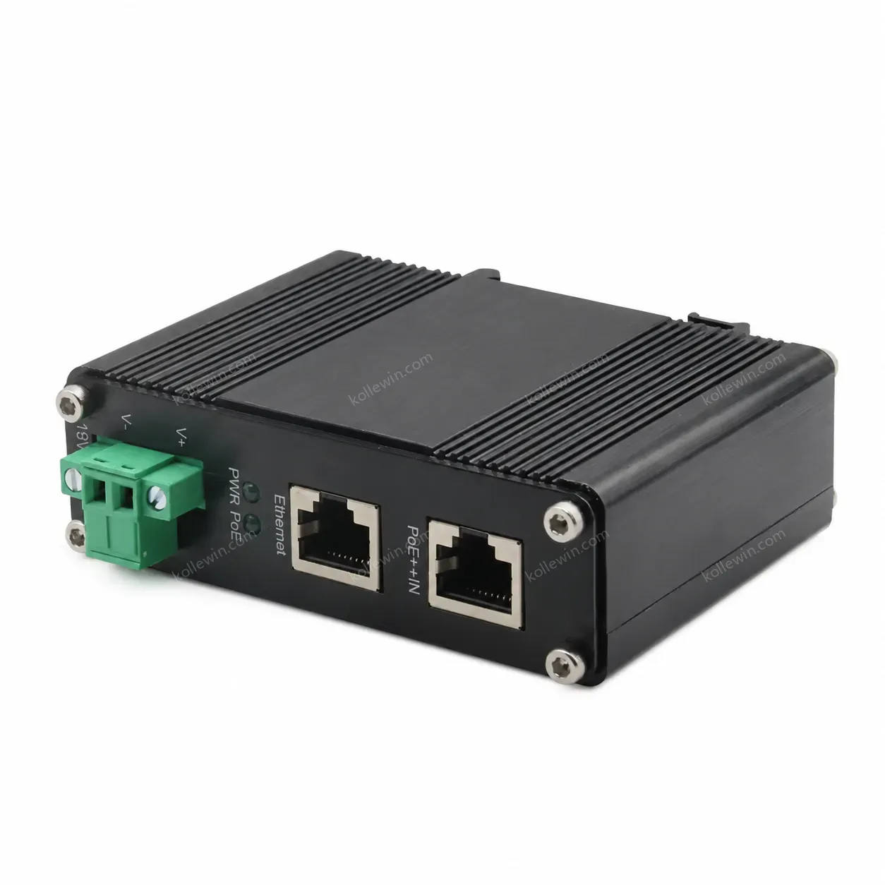 Aluminum Casing Industrial 10/100/1000Mbps 802.3bt PoE++ Splitter Output Voltage 19VDC