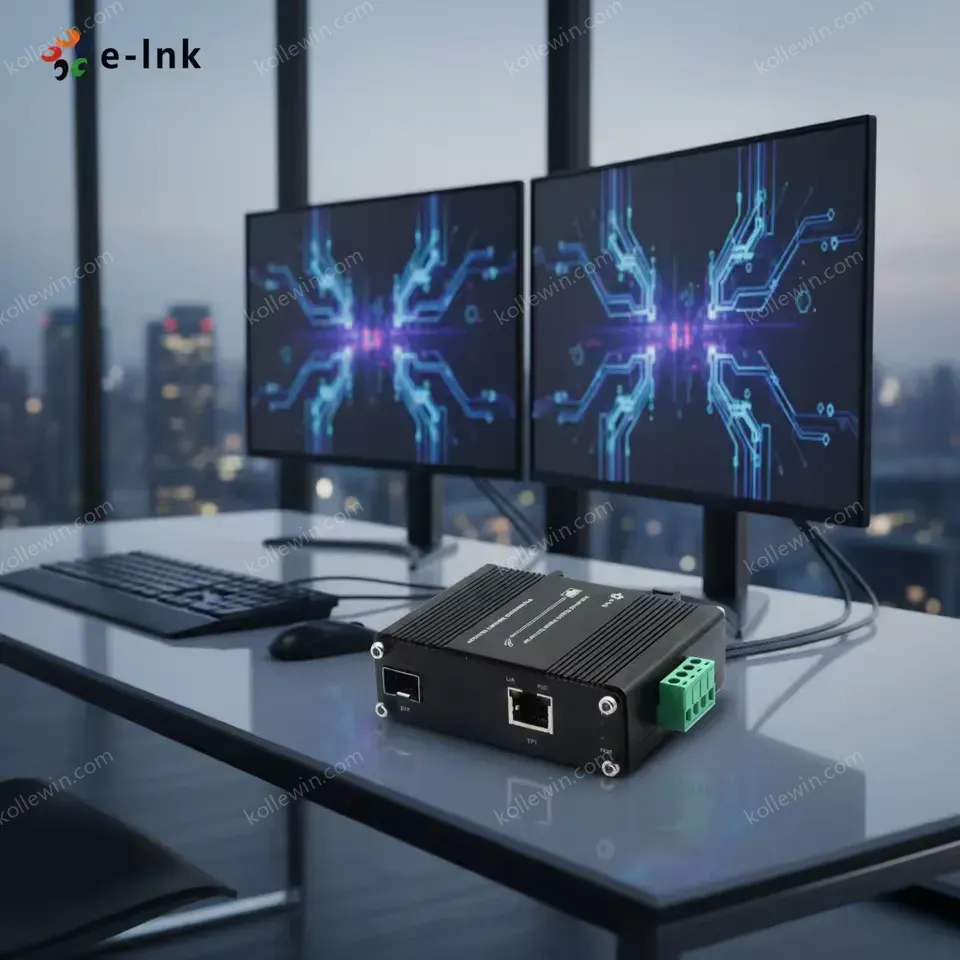 Elink Mini Industrial 100/1000BASE-X SFP to 10/100/1000BASE-T 30W PoE+ Media Converter LNK-IMC3012P-SFP