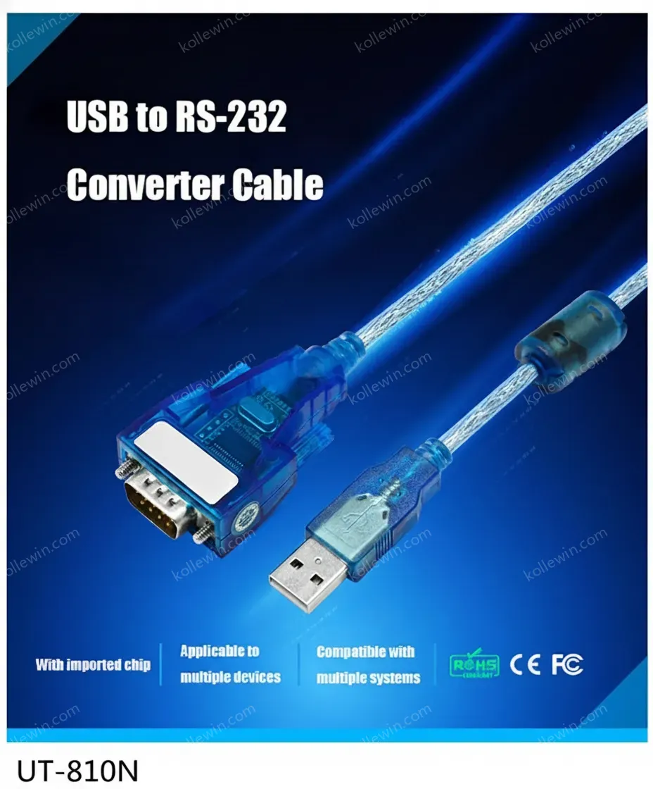 UOTEK 0.5M USB to RS-232 Converter RS232 to USB2.0 Cable Serial DB9 Adapter Line with Magnetic Ring Imported Chip ESD UT-880K