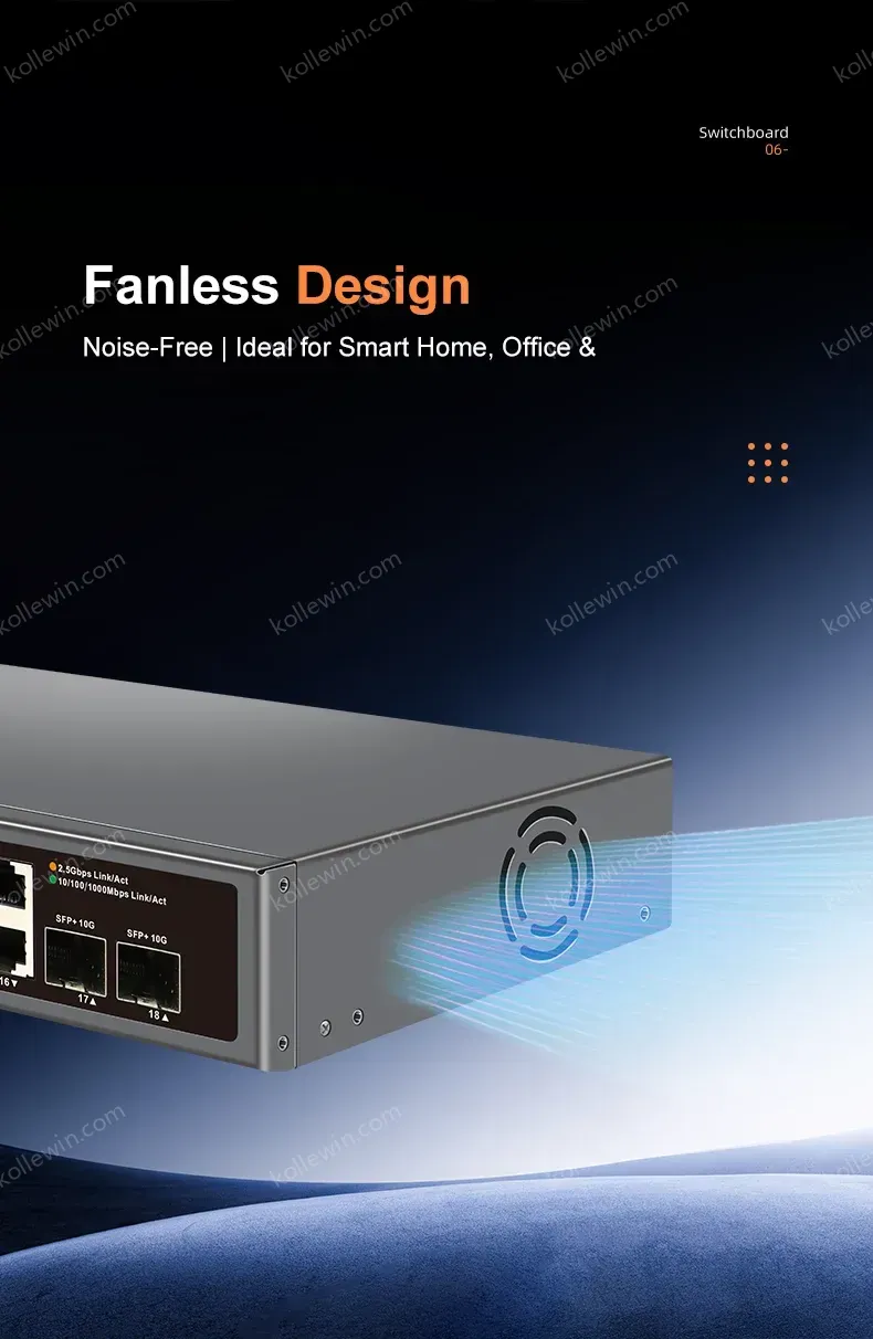 KeepLiNK 18-Port Multi-Gigabit Unmanaged Network Switch 16 X 2.5Gb Ethernet + 2 X 10Gb SFP+ for High-Speed Data Networking