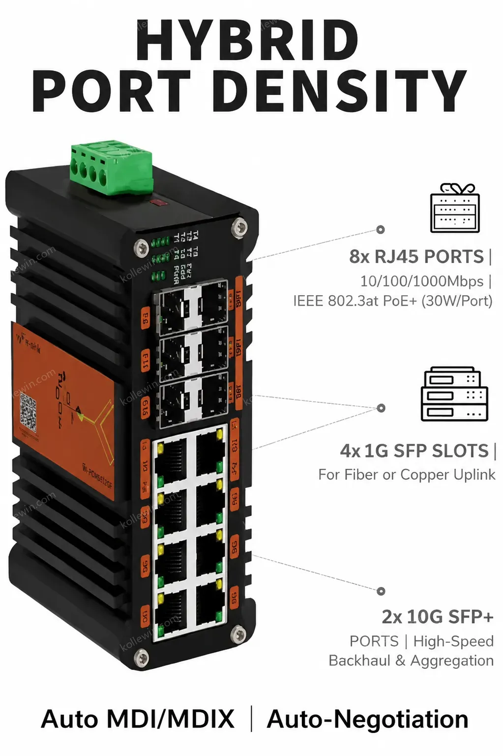 Industrial L2+ 8-Port Gigabit 802.3at PoE + 4-Port 1G SFP + 2-Port 10G SFP+ Managed Ethernet Switch for Outdoor Networking