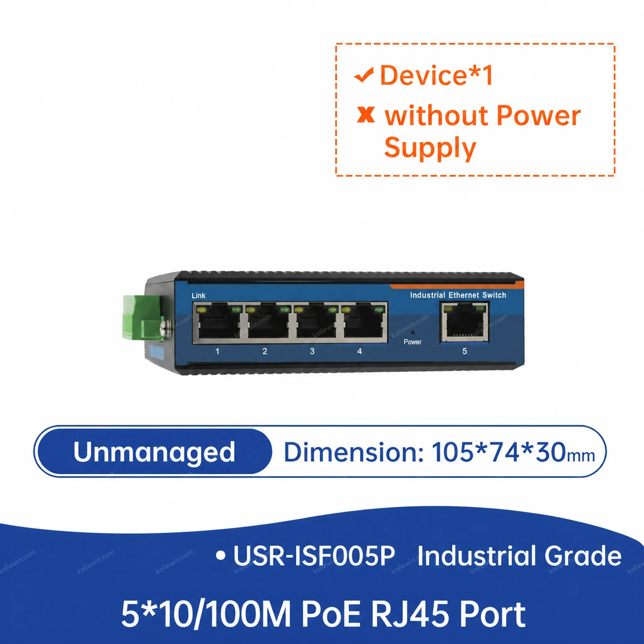 PUSR Industrial Gigabit Ethernet Switch With 10/100/1000Mbps 5/8 RJ45 Ports POE+ Plug and Play USR-ISG