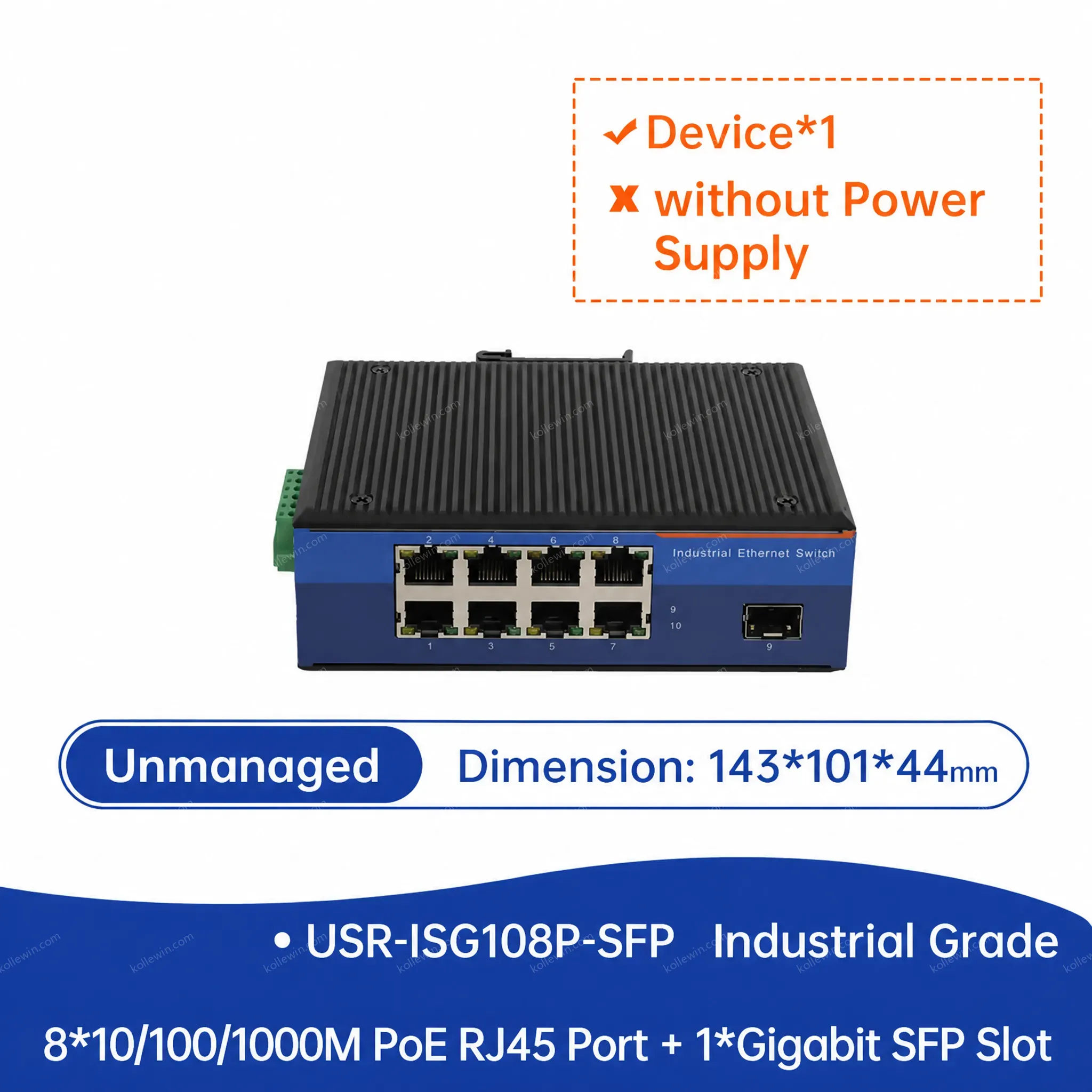PUSR 1SFP 5/8 RJ45 Ports 10/100/1000Mbps Gigabit Industrial Ethernet Switch with QoS USR-1SFP Series